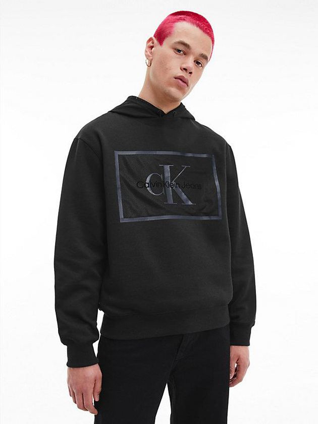 Calvin Klein USA Relaxed Mesh Logo Mens Sweatshirt Black 3162985-BI